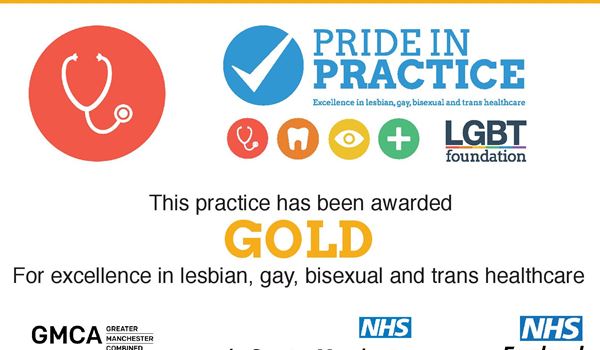 Great Oakley Medical Centre have been award GOLD by the LGBT foundation